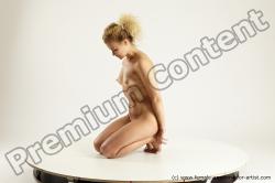 Nude Woman White Kneeling poses - ALL Slim long blond Multi angle poses Pinup